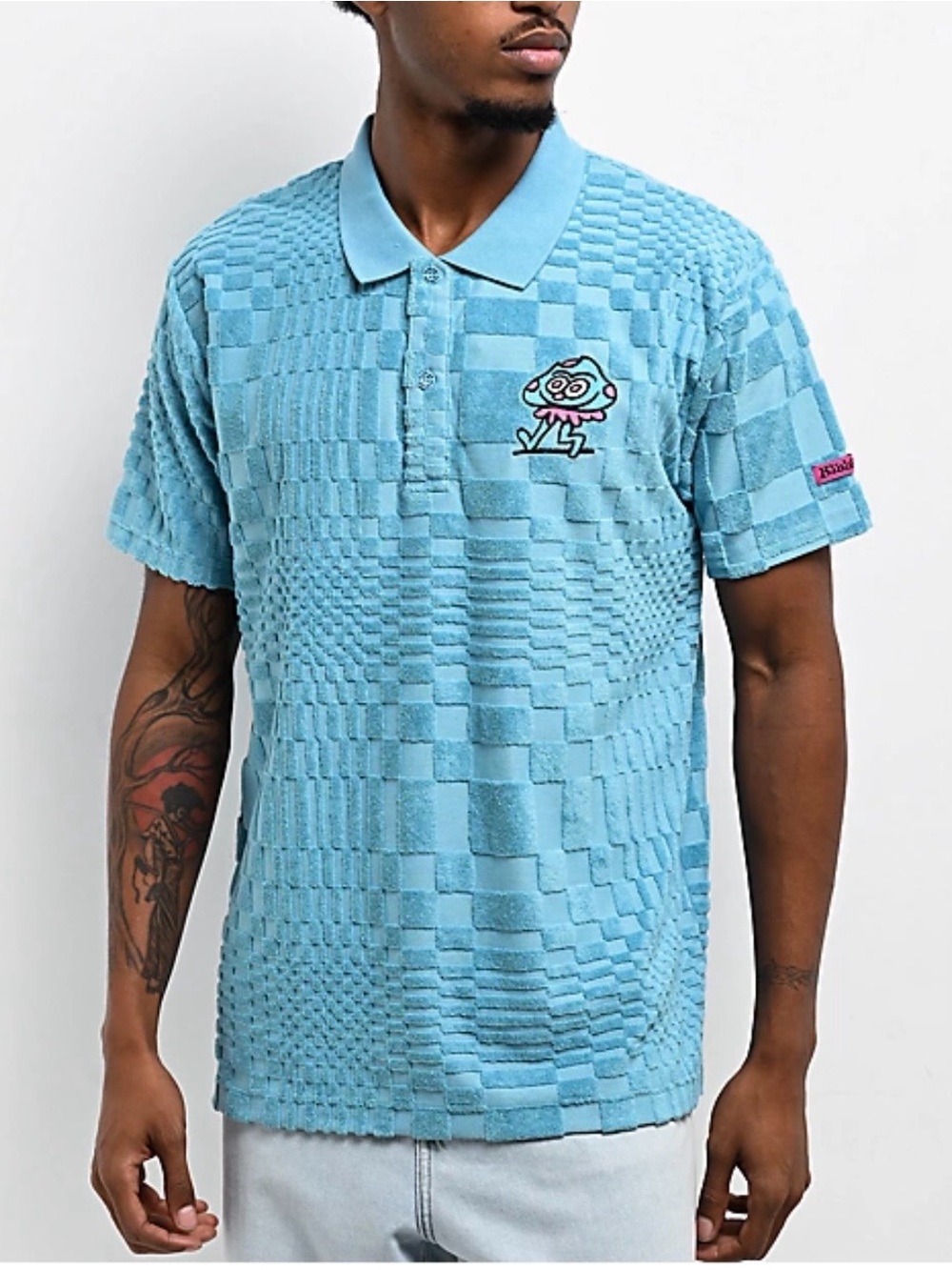 Killer Acid turquoise textured polo shirt